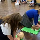 Crookesbroom Primary Academy pupils learning first aid.