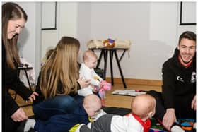 Doncaster Rovers' captain Tommy Rowe drops in at the Fit Families classes. (Photo: Heather King).