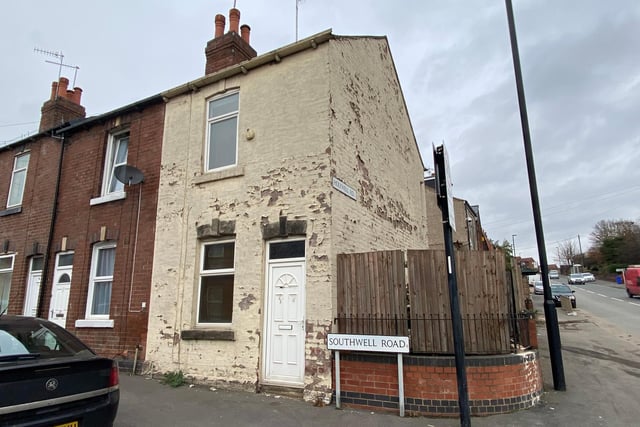 Two-bedroom end terrace in need of improvement. Guide price: £28,000.