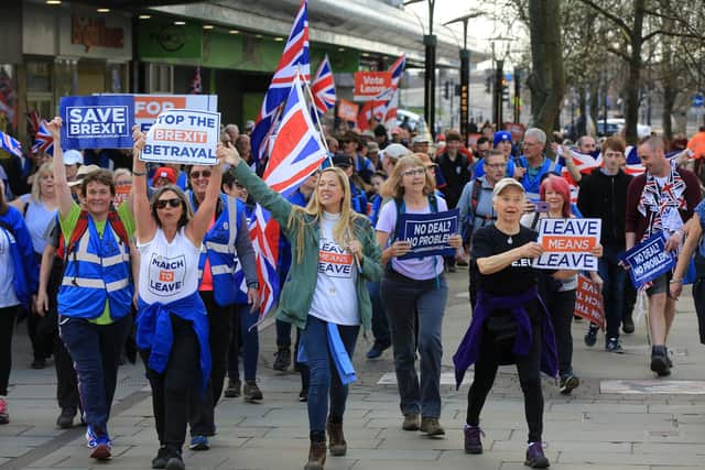 Nigel Farage's March for Leave is currently passing through Yorkshire, with Brexit supporters walking from Sunderland to London. Arriving in Doncaster on Thursday March 21st. Pictuer: Chris Etchells