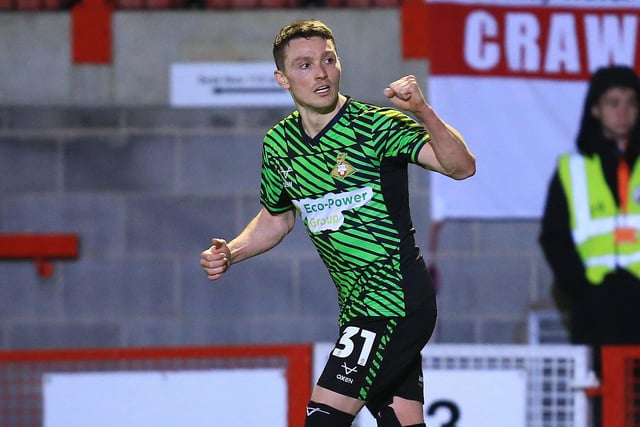 Caolan Lavery celebrates his first goal for Doncaster Rovers.