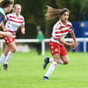 Nadia Khan in action for Doncaster Rovers Belles against Merseyrail on Sunday. Photo: Liam Ford/AHPIX LTD.