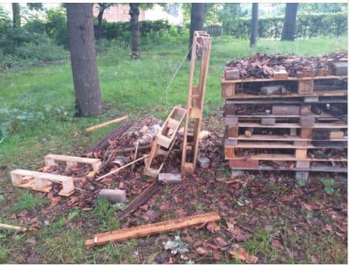 Vandalw wrecked the bug hotel built by scouts at Sandall Park Doncaster