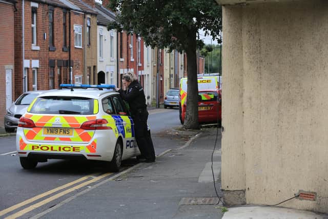Police at the scene in Mexborough on Main Street and Dodsworth Street.