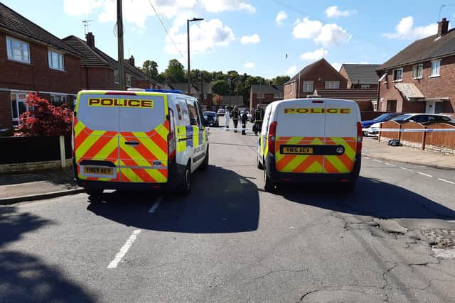 Police on the scene of the latest gun incident on Aldesworth Road, Cantley, Doncaster