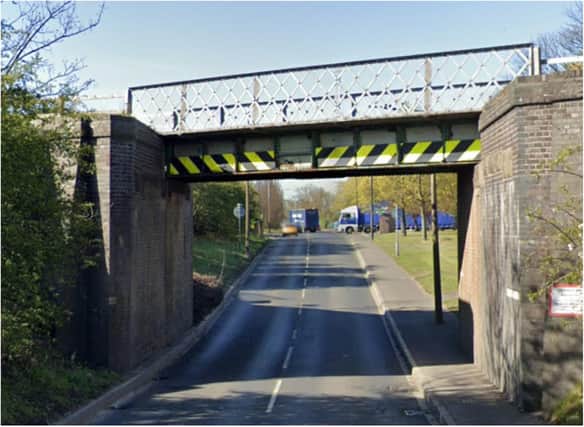 Barnby Dun Road has been blocked after a lorry got stuck under this railway bridge.