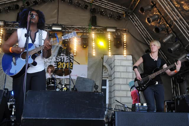 A big stage was installed at Doncaster Market for Doncaster Live in 2012. Barcode Zebra perform at Doncaster Live.  Picture: Andrew Roe