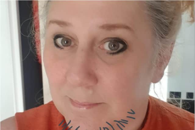 Hazel Wiggins is growing her beard for charity - and she mocked up how it may look.