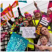 Pupils and families joined the demo outside the Doncaster school.