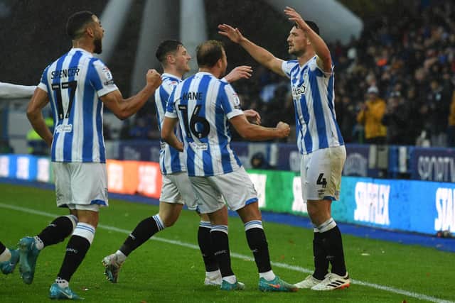 Ex-Huddersfield Town' defender and new Doncaster Rovers signing Matty Pearson, far right. Picture: Jonathan Gawthorpe.