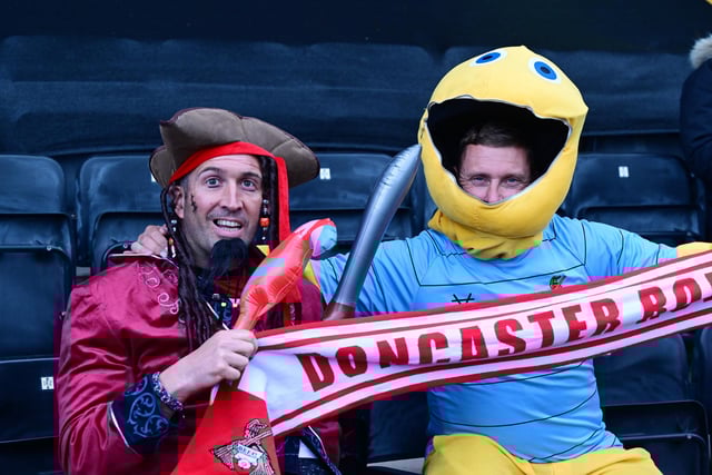 Rob Street hit a first-half brace to secure the League Two title for Doncaster Rovers on the final day of the season to the delight of these fans.