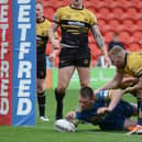 Brandon Douglas scores for Doncaster. Photo: Rob Terrace