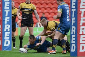 Brandon Douglas scores for Doncaster. Photo: Rob Terrace