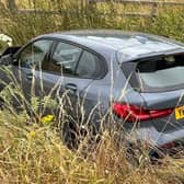 The BMW ended up in a ditch after crashing off the road in Doncaster.