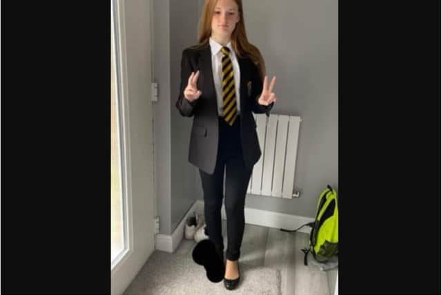 Lucy Ann Evans was told that her trousers are too tight.