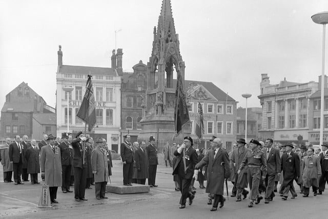 Mansfield marketplace for the Remembrance Day service in 1964.
Do you recognise any of the attendees?