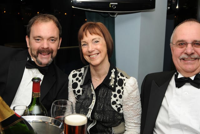 (l-r) Daz Laird, Janette and John Postnieks, all of Edenthorpe at the Doncaster Knights Movember Ball. Picture in 2011