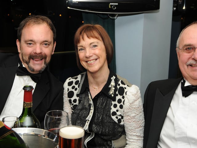 (l-r) Daz Laird, Janette and John Postnieks, all of Edenthorpe at the Doncaster Knights Movember Ball. Picture in 2011