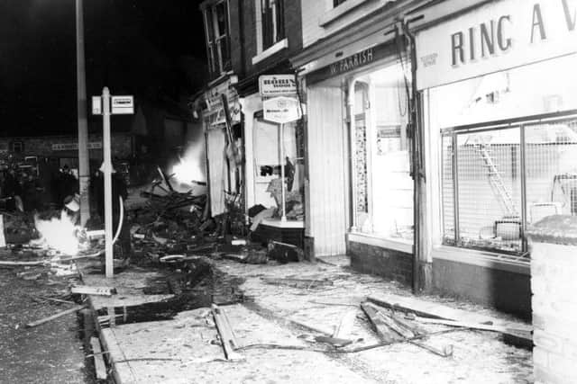 A string of shops were wrecked in the huge explosion.