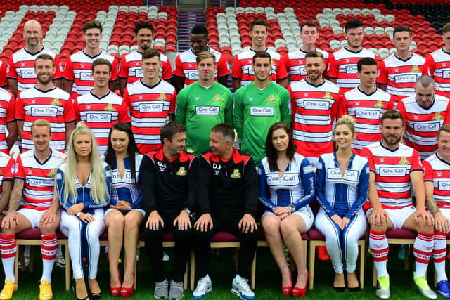 The One Call Girls at the Doncaster Rovers photo-shoot.