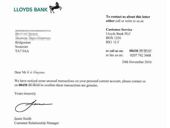 One of the fake Lloyds letters