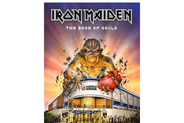 Iron Maiden's Book Of Souls tour artwork to celebrate their homecoming to Sheffield Arena on Wednesday, May 10, 2017.