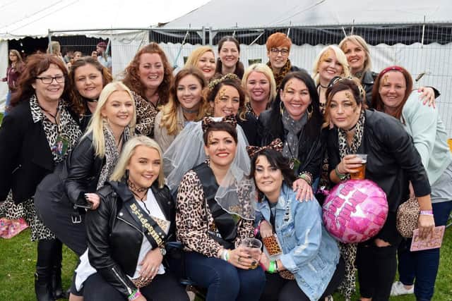 Sarah Stewart, soon-to-be Shaw, held her hen party at the Sandall Park Fake Festival, celebrating with her family and friends.