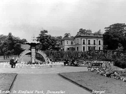 Elmfield House with the famous fountain in the foreground.
