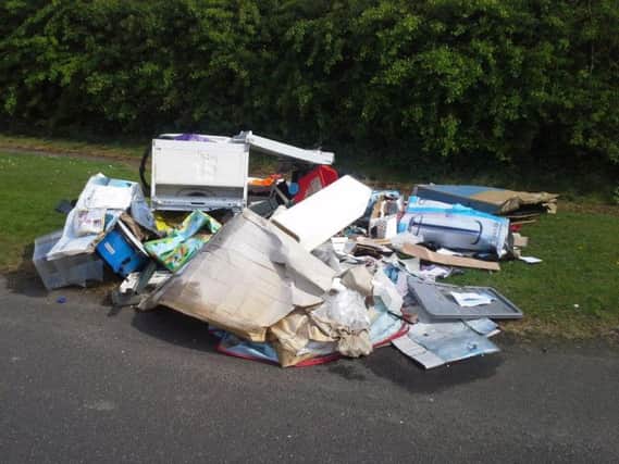 Rubbish flytipped in Finningley, Doncaster, which has led to a prosecution