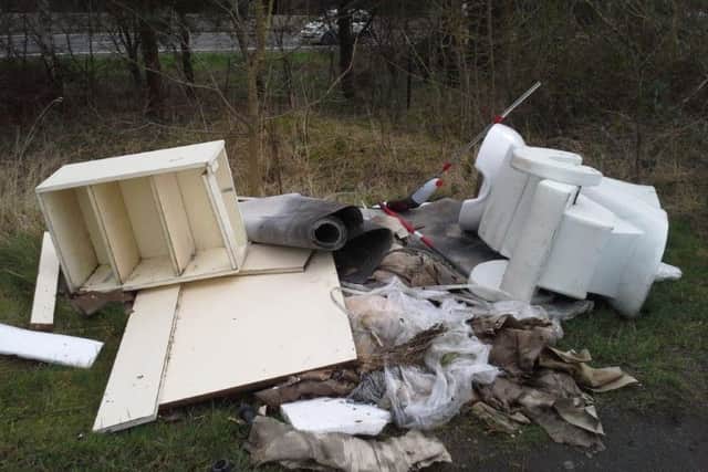 Rubbish flytipped in Hatfield, Doncaster, which has led to a prosecution