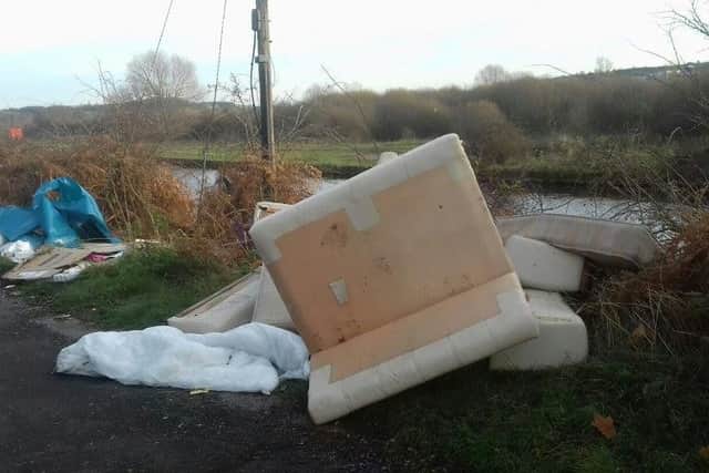 Rubbish flytipped in Mexborough, Doncaster, which has led to a prosecution
