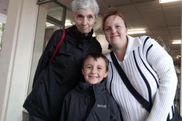 From left: June Carter, 66, Kian Carter, five, and Alison Carter, 30