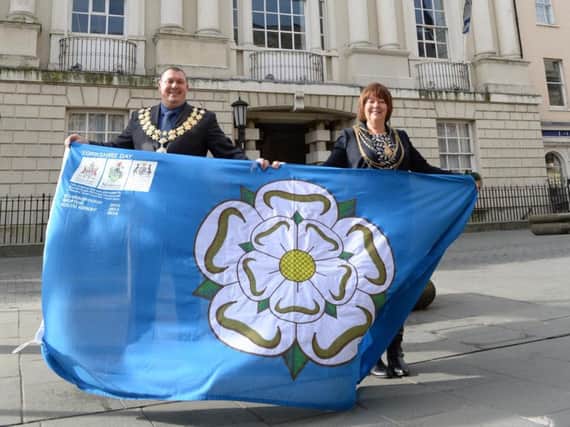 The Yorkshire flag in front of Mansion House, Doncaster