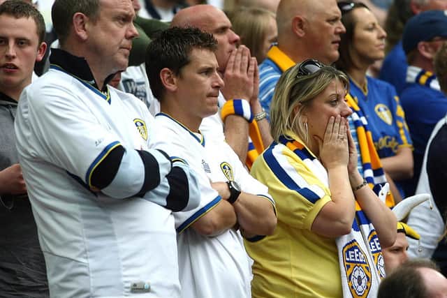 Dejected Leeds fans following the 2008 play-off final defeat.