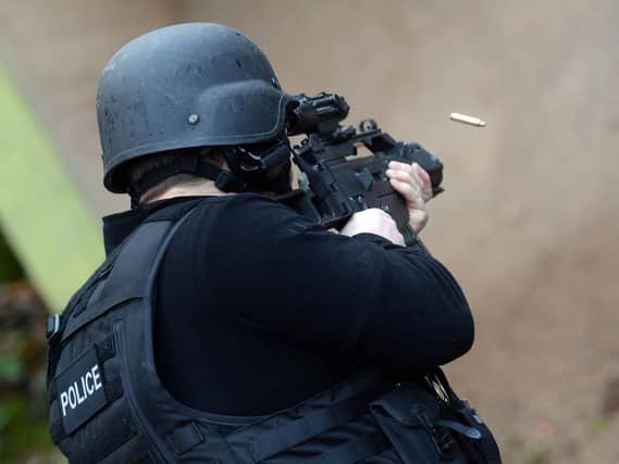 File picture. South Yorkshire Police firearms training.Officers undergo regular and strict training in which they are assessed by firearms instructors. Picture: Sarah Washbourn