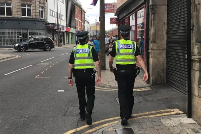 Officers on patrol in Doncaster town centre. Picture: George Torr