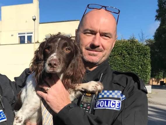 PC John Yorke with the rescued springer spaniel