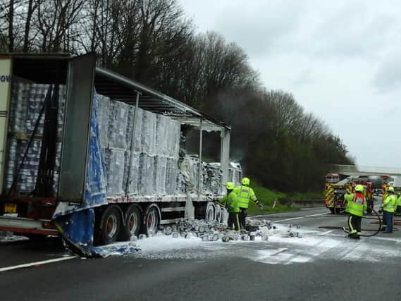 A lorry fire is causing disruption on the A1M around Doncaster today