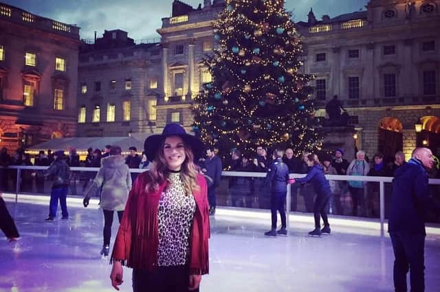 Kate Mason ice skating at Somerset House