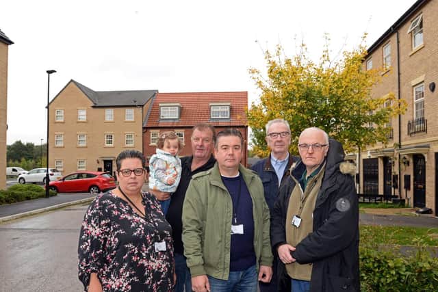 Mexborough Councillors Bev Chapman, Sean Gibbons and Andy Pickering, pictured on the Shimmer estate with Ian Chapman, Annie Chapman, and anti HS2 campaigner Mick Riley. Picture: Marie Caley/Doncaster Free Press