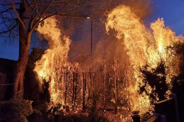 The fire which broke out behind Brockhole Close, Cantley