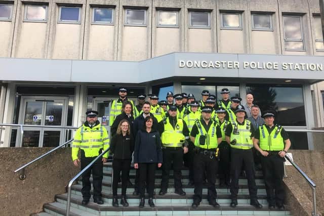 Police officers involved in Operation Duxford in Doncaster today