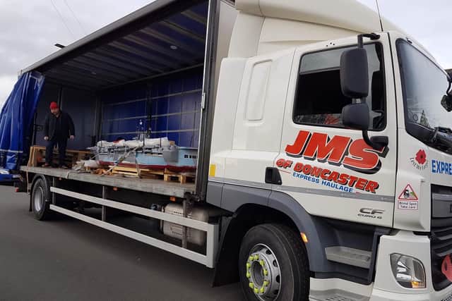 JMD Transport carefully moves the Implacable to its new home at the Victoria Cross Trust Museum in Doncaster