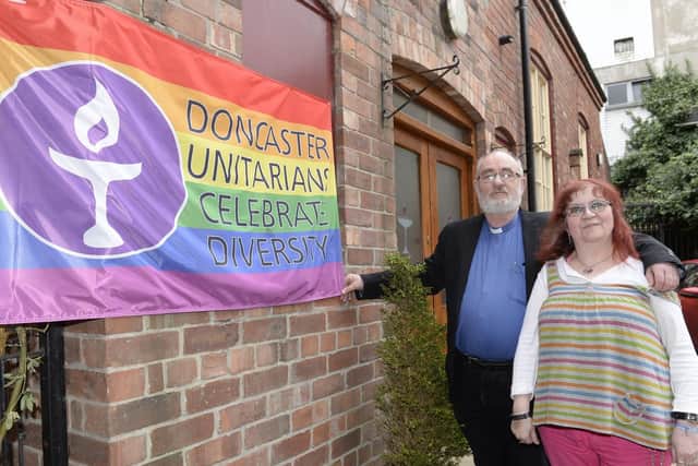 Reverend Tom McCready and wife Briggitte at the Unitarian Church in Doncaster which is the first to do gay weddings