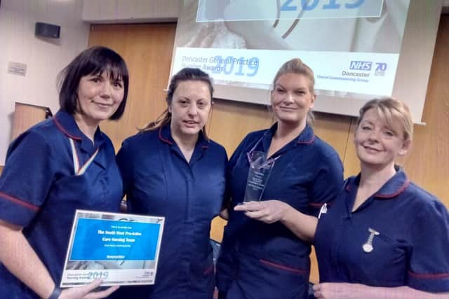 Emma Smith, Sara Newman, Claire Vincent and Stephanie Walton, of the South West proactive nursing team, winners of the innovation award at the Doncaster General Practice Nursing Awards