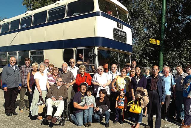 Visitors at the Sandtoft Trolleybus Museum in 2013