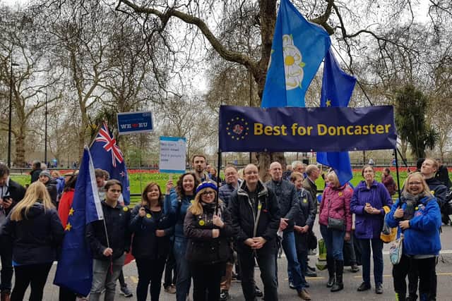 Members of the Best for Doncaster group at Saturday's march in London.