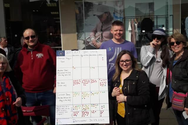 Members of Best for Doncaster host their Brexitometer event in Doncaster Market Place.