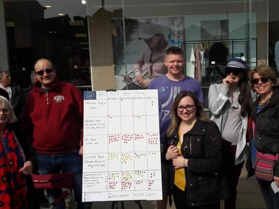 Members of Best for Doncaster host their Brexitometer event in Doncaster Market Place.