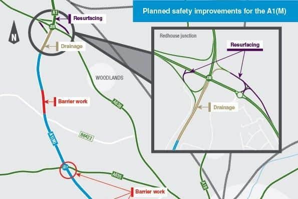 A map of the planned A1 improvement works